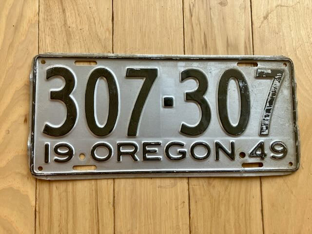 1949 Oregon License Plate - Cool Repeating Number