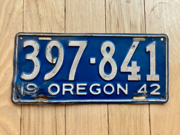 1942 Oregon License Plate