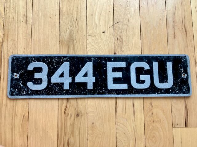 1950/s 1960's England  License Plate