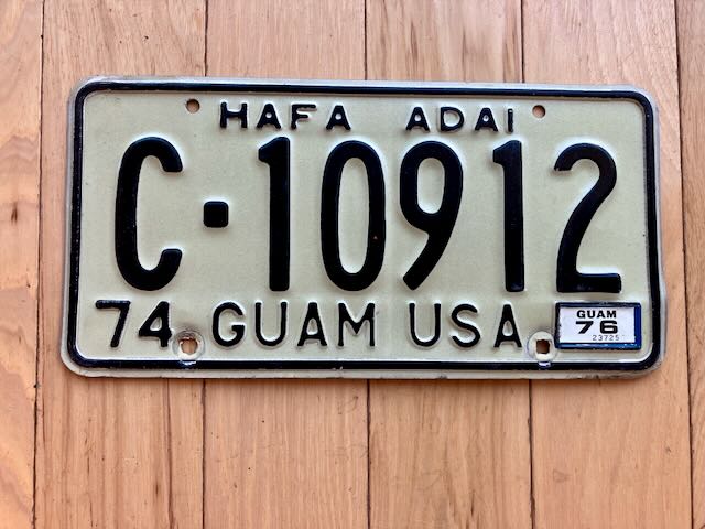 1974 Guam Hafa Adia License Plate W/1976 Tabs