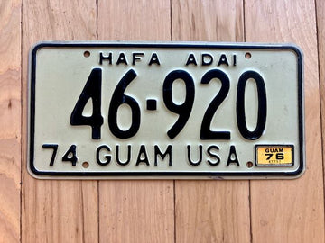 1974 Guam Hafa Adia License Plate W/1976 Tabs