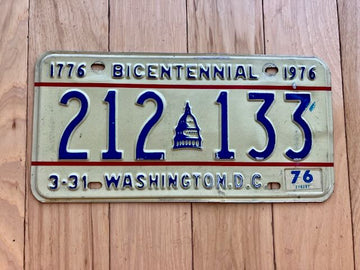 1976 Washington DC License Plate