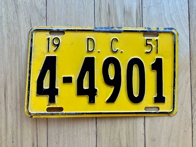 1951 Washington DC License Plate