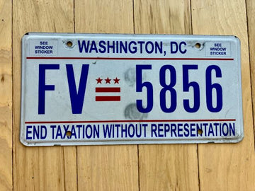 Washington D.C. License Plate - Taxation Without Representation