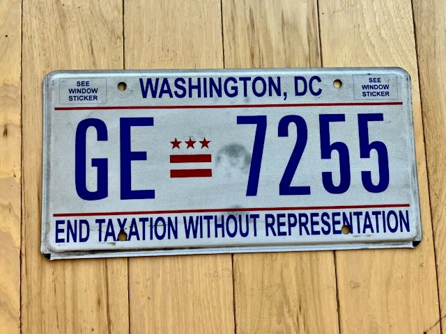 Washington D.C. License Plate - Taxation Without Representation