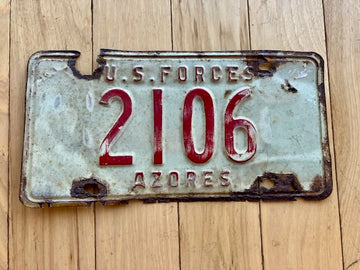 Vintage US Forces in Azors License Plate