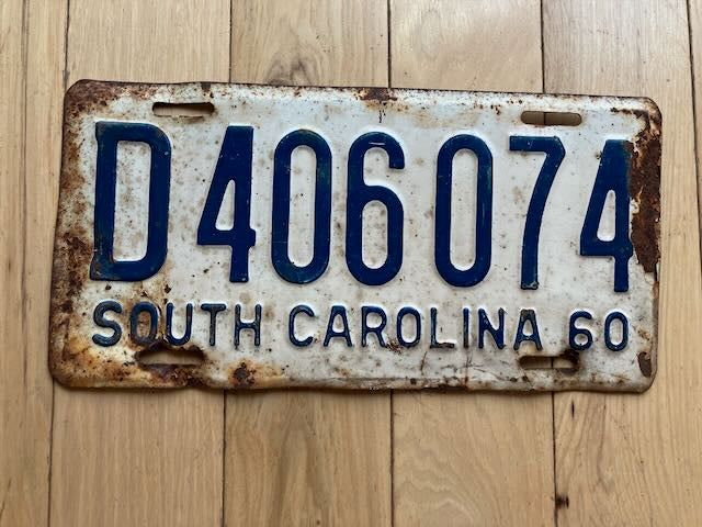 1960 South Carolina License Plate