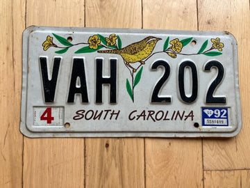 1992 South Carolina License Plate