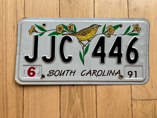 1991 South Carolina License Plate