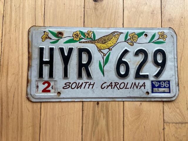 1996 South Carolina License Plate