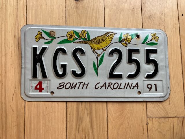 1991 South Carolina License Plate