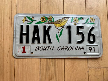 1991 South Carolina License Plate