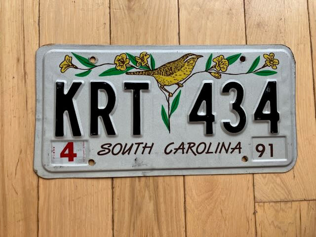 1991 South Carolina License Plate