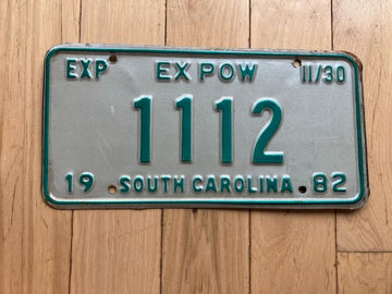 1982 South Carolina Ex POW License Plate