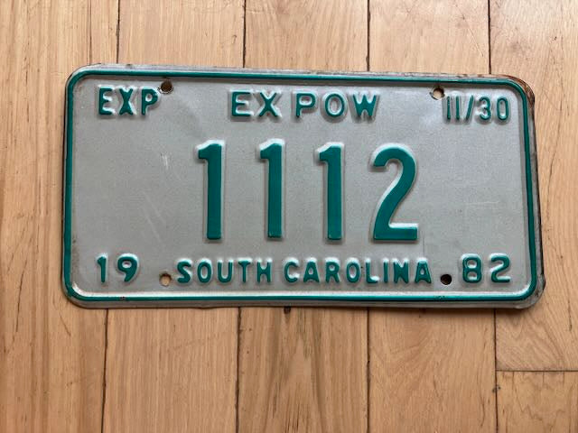 1982 South Carolina Ex POW License Plate