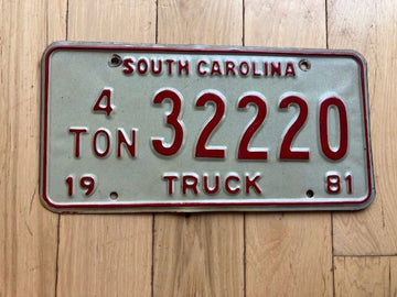 1981 South Carolina 4 Ton License Plate