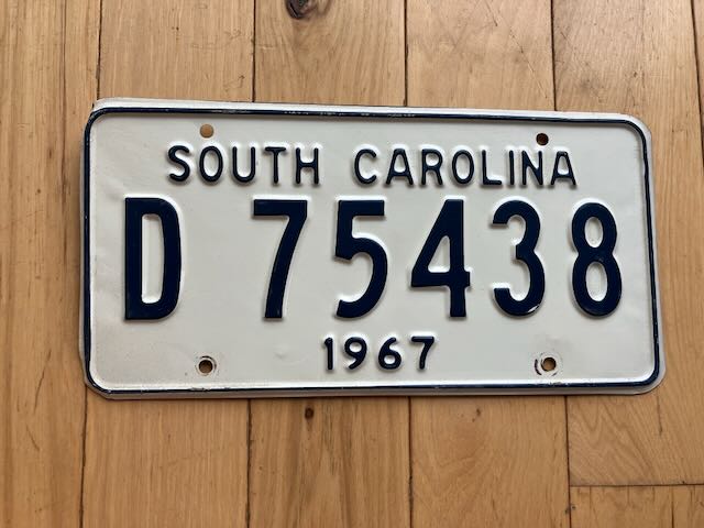 1967 South Carolina License Plate