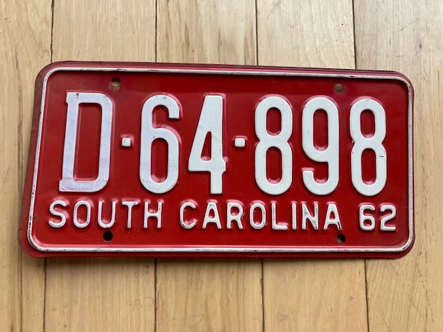 1962 South Carolina License Plate