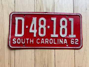 1962 South Carolina License Plate