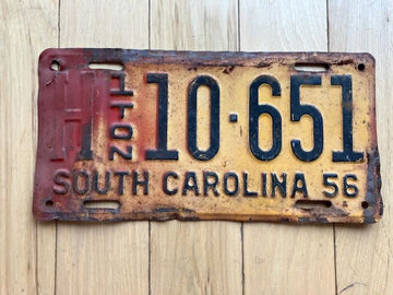 1956 South Carolina License Plate - Rough Shape