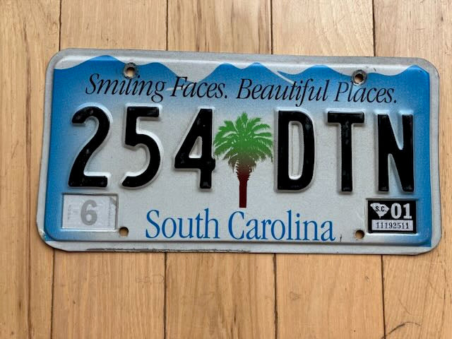 2001 South Carolina License Plate