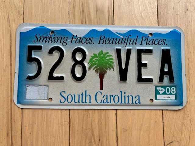 2008 South Carolina License Plate