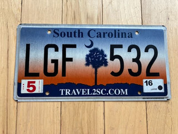 2016 South Carolina License Plate