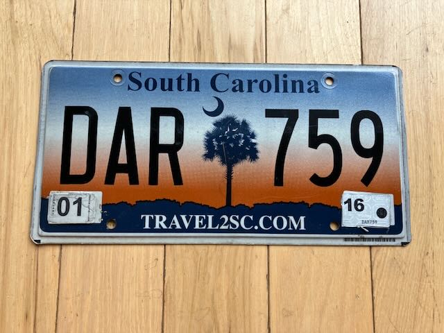 2016 South Carolina License Plate