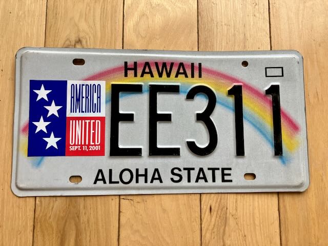 2001 Base Hawaii America United License Plate - Good Condition