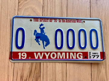 1977 Wyoming Sample License Plate