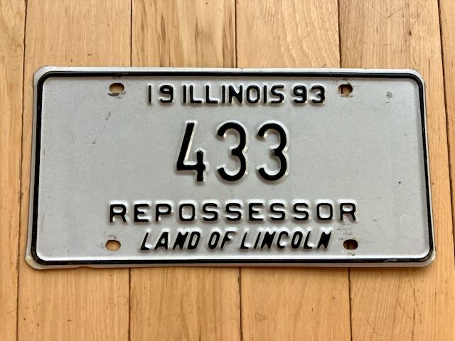 1993 Illinois Repossessor License Plate