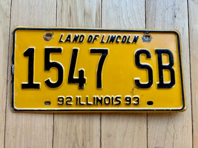 1993 Illinois School Bus License Plate