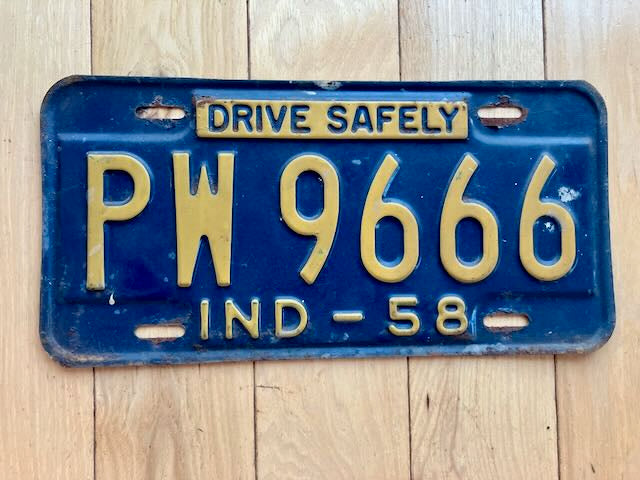 1958 Indiana License Plate