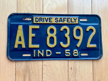 1958 Indiana License Plate