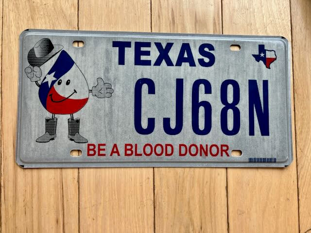 Texas Be A Blood Donor License Plate