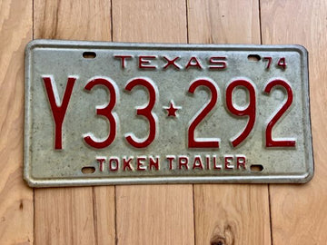 1974 Texas Token Trailer License Plate