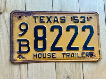 1953 Texas House Trailer License Plate