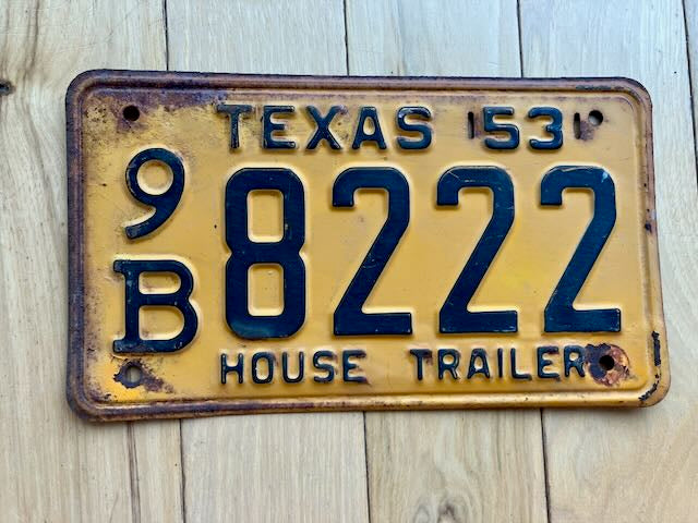 1953 Texas House Trailer License Plate