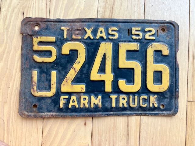 1952 Texas Farm Truck License Plate