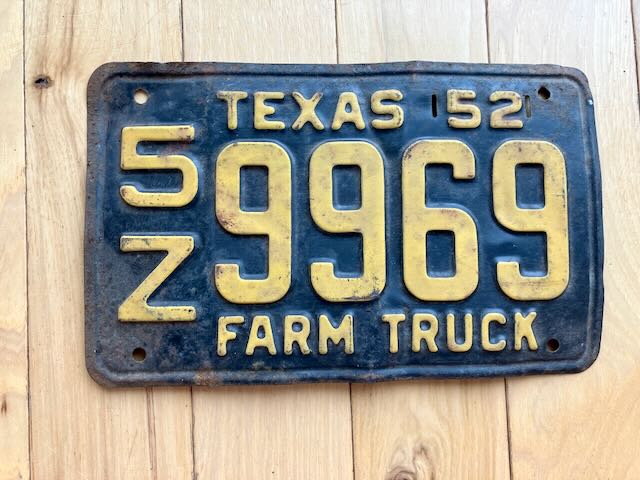 1952 Texas Farm Truck License Plate