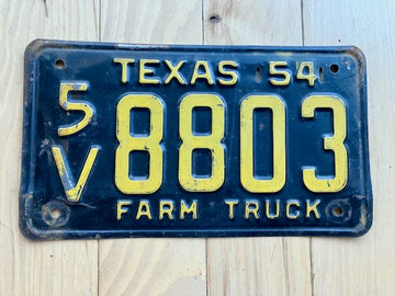 1954 Texas Farm Truck License Plate