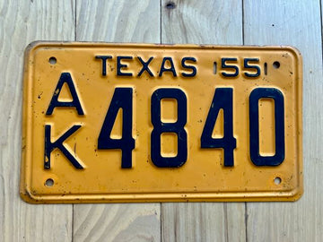 1955 Texas License Plate