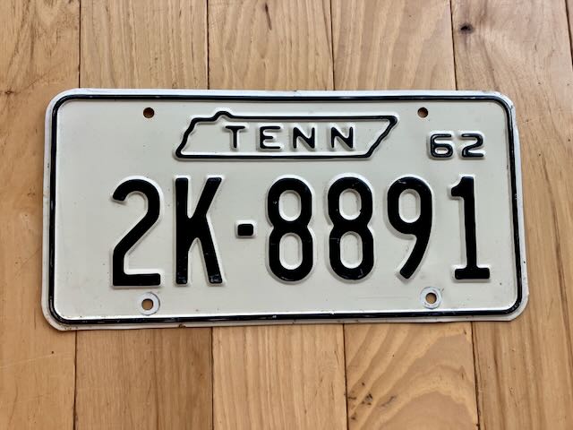 1962 Tennessee License Plate