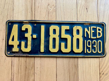 1930 Nebraska License Plate