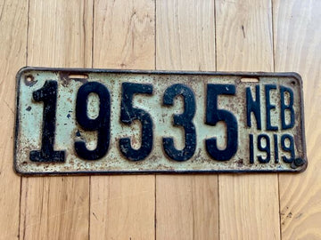 1919 Nebraska License Plate