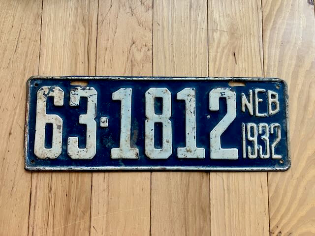 1932 Nebraska License Plate