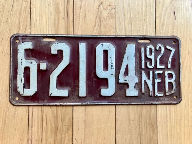 1927 Nebraska License Plate