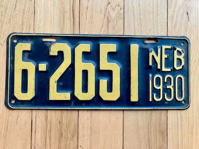 1930 Nebraska License Plate