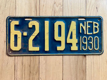 1930 Nebraska License Plate