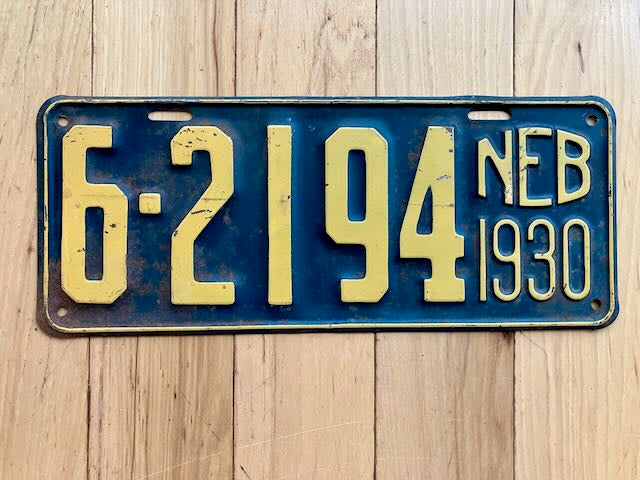 1930 Nebraska License Plate